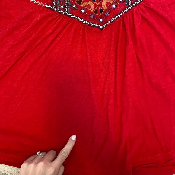 Free People Santa Fe Boho Top Red Sz Medium - Picture 11 of 11